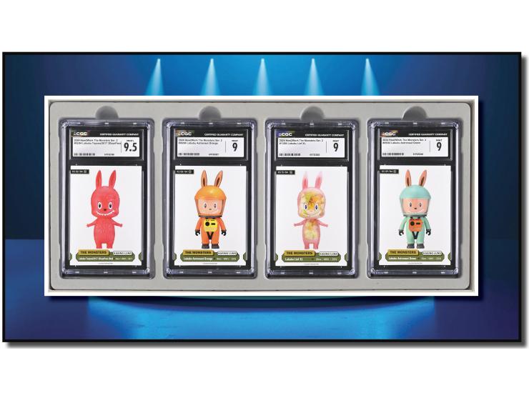 This curated set of four cards is a magnificent visual feast, paying homage to the contemporary art icon LABUBU (The Monsters